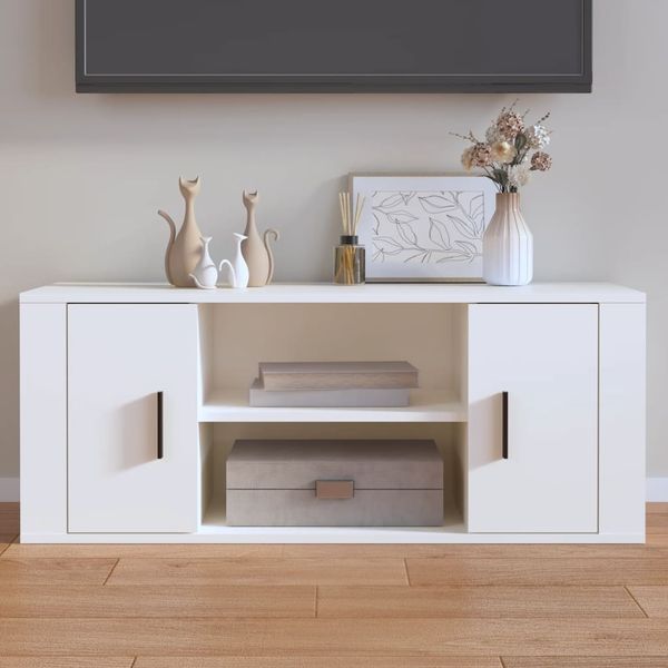 vidaXL TV skrinka biela 100x35x40 cm spracované drevo