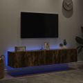 vidaXL TV nástenné skrinky s LED svetlami 2 ks dymový dub 80x35x31 cm