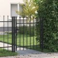 vidaXL Plotová brána BOXTEL jednokrídlová s hrotovým vrchom, oceľ 1x1 m, čierna