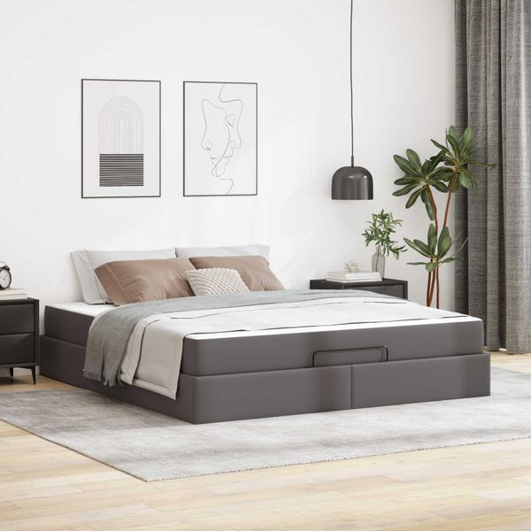 vidaXL Rám postele s matracom Iný 2 pcs Sivá PVC