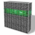 vidaXL Záhradná gabiónová stena+sklenené kamienky a LED 100x30x100 cm