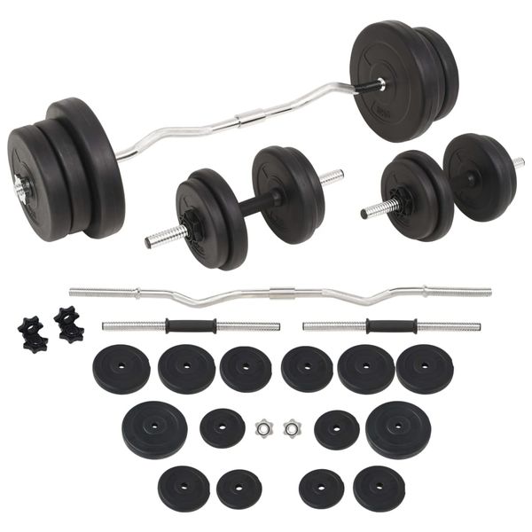 vidaXL Súprava závaží a tyčí barbell a dumbbell, 60 kg