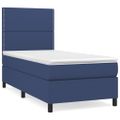 vidaXL Posteľný rám boxspring s matracom modrý 90x190 cm látka