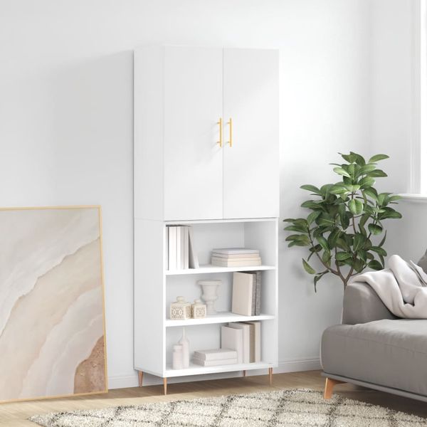 vidaXL Vysoká skrinka biela 69,5x34x180 cm spracované drevo