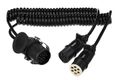 Spojovací špirálový adaptér z 15pin na 2x 7pin zástrčku (S+N) TRAILER CABLE 9, 24 V, 3,5 m SIXTOL