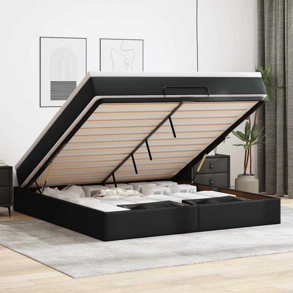vidaXL Osmanský rám postele s matracom čierna 160x200 cm umelá koža