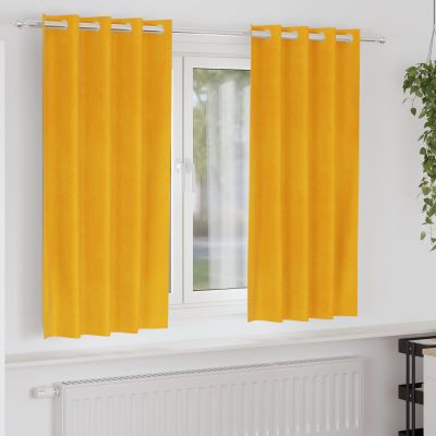 vidaXL Zatemňovacie závesy 2 pcs Horčicová žltá 140 x 175 cm Zamat