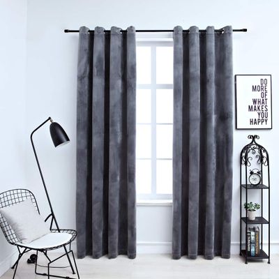 vidaXL Zatemňovacie závesy s očkami 2 ks, zamat, antracitové 140x175cm