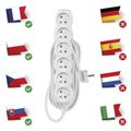 Predlžovací kábel EMOS P0615R / 5 m / 6 zásuviek / biely / PVC / 1,5 mm2