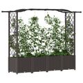 vidaXL Vyvýšený záhon s mriežkou a strechou Hnedá 204 x 40 x 138 cm PP