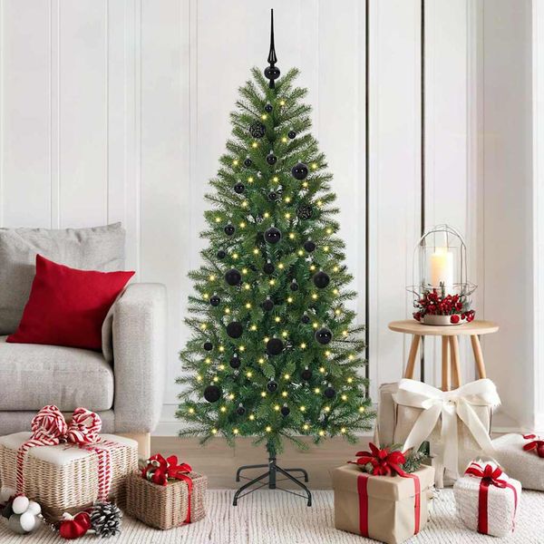 vidaXL Umelý vianočný stromček s 150 LED-i Zelená 150 cm PE a PVC
