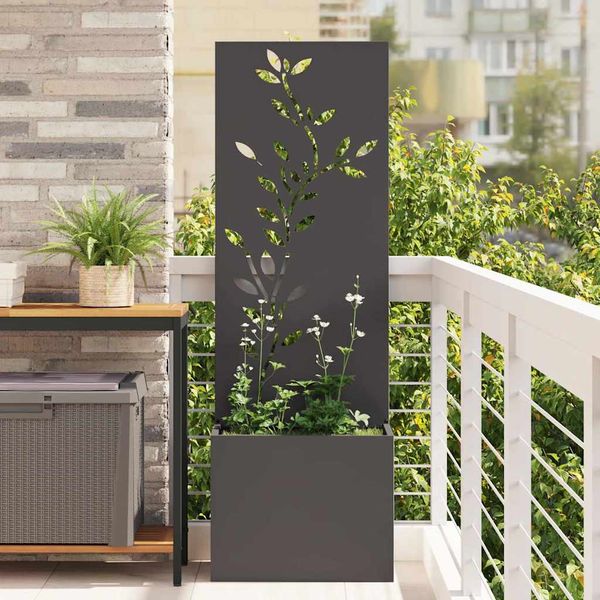 vidaXL Záhradná clona na súkromie Kvetinový Čierna 50 x 32 x 150 cm