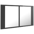 vidaXL LED kúpeľňová zrkadlová skrinka lesklá sivá 80x12x45 cm akryl