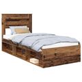 vidaXL Rám postele Staré drevo 90 x 190 cm Masívne borovicové drevo