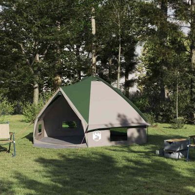vidaXL Teepee stan pre 6 osôb Zelená a biela 431 x 366 x 185 cm