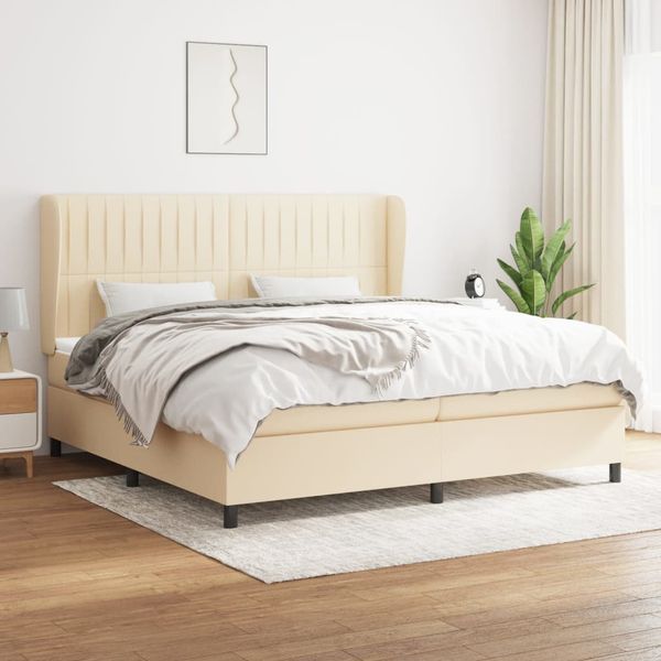 vidaXL Boxspring posteľ s matracom krémová 200x200 cm látka