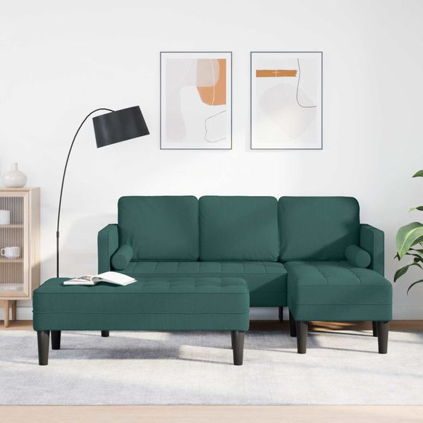 vidaXL Sada pohoviek s vankúšom 2 pcs Tmavozelená Polyester