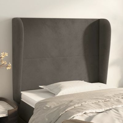 vidaXL Čelo postele so záhybmi tmavosivé 83x23x118/128 cm zamat
