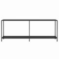 vidaXL Konzolový stolík čierny 200x35x75,5 cm tvrdené sklo