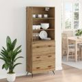 vidaXL Highboard Remeselný dub 69,5 x 34 x 180 cm Kompozitné drevo