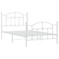 vidaXL Kovový rám postele s čelom a podnožkou biely 100x190 cm