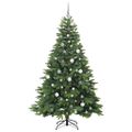 vidaXL Umelý vianočný stromček s 300 LED-i Zelená 210 cm PE a PVC