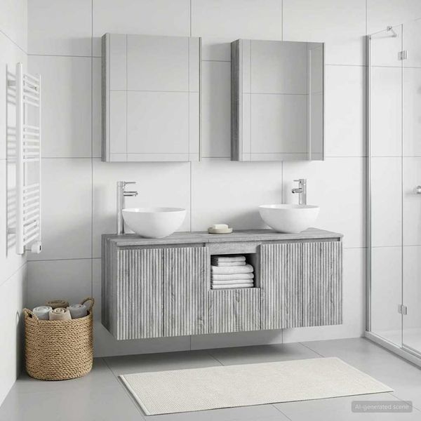 vidaXL Set kabinetov do kúpeľne 5 pcs Sivý Sonoma 53 x 15,5 x 70 cm