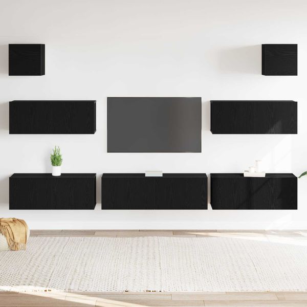 vidaXL Zostava TV skriniek Nástenný 7 pcs Čierny dub 100 x 30 x 30 cm