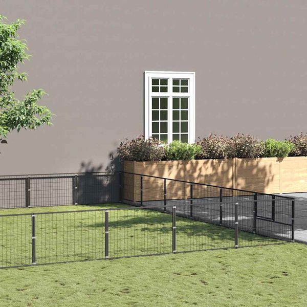 vidaXL Koterec pre psov čierny 54 m² oceľ