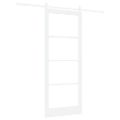 vidaXL Posuvné dvere Biela 86 x 211 cm Masívne borovicové drevo a sklo