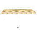 vidaXL Voľne stojaca ručne zaťahovacia markíza 450x350 cm, žlto biela