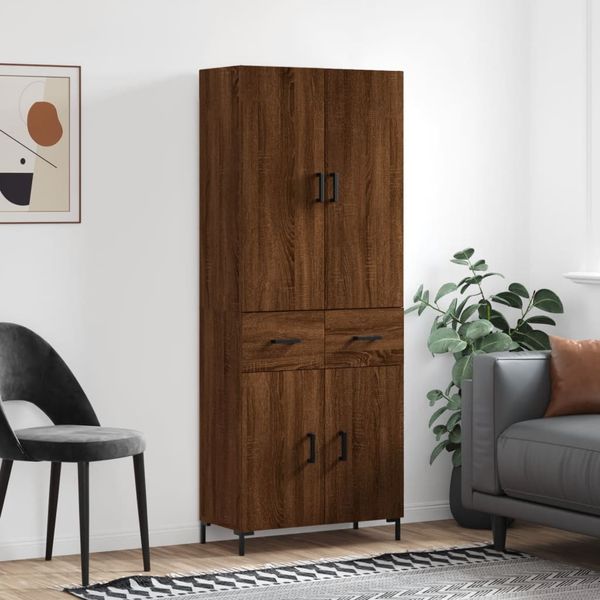 vidaXL Vysoká skrinka hnedý dub 69,5x34x180 cm spracované drevo