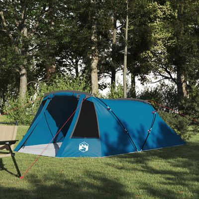 vidaXL Tunelový stan pre 3 osoby Modrá a šedá 328 x 228 x 115 cm
