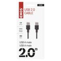 Kábel USB 2.0, A/M – A/M, 2m, čierna, EMOS S70200