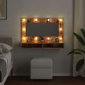 vidaXL Zrkadlová skrinka s LED Old Wood 90x31,5x62 cm