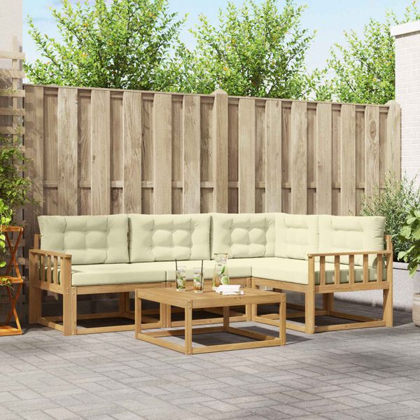 vidaXL Záhradná súprava gaučov 5 pcs Biela a krémová 79 x 79 x 37 cm