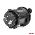 Zásuvka do zapaľovača auta s MODRÝM LED podsvietením 12/24V vodotesná AMiO-04220