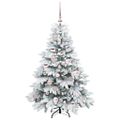 vidaXL Umelý vianočný stromček s 150 LED-i Biela 120 cm PE a PVC