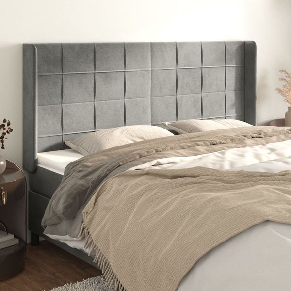 vidaXL Čelo postele so záhybmi bledosivé 163x16x118/128 cm zamat
