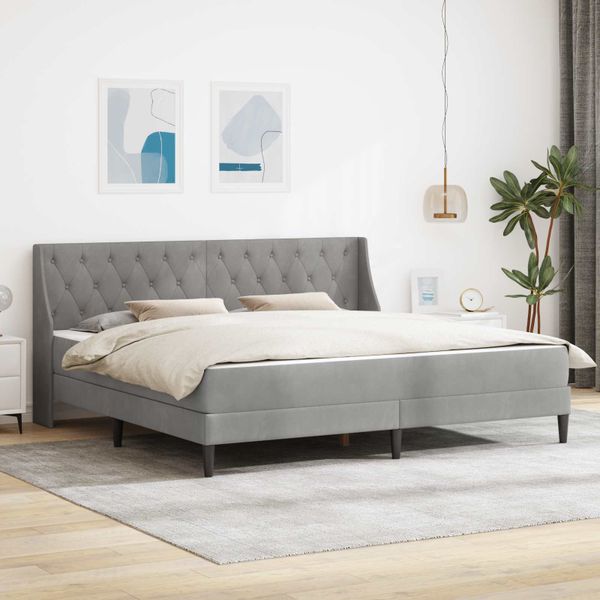 vidaXL Rám postele s matracom Svetlosivá 180 x 200 cm Zamat
