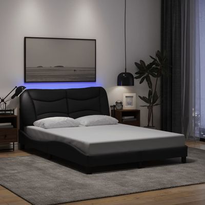 vidaXL Rám postele s LED bez matraca Hvar čierna 120x200 cm látka