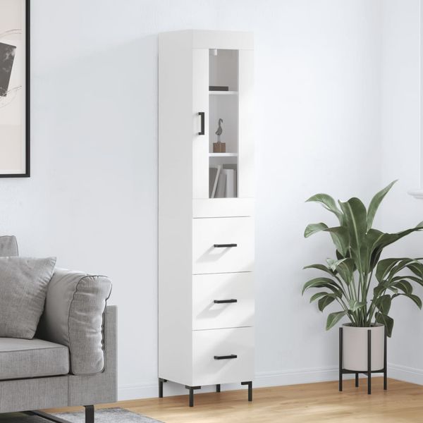 vidaXL Vysoká skrinka biela 34,5x34x180 cm spracované drevo