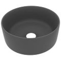 vidaXL Luxusné umývadlo, okrúhle, matné tmavosivé 40x15 cm, keramika