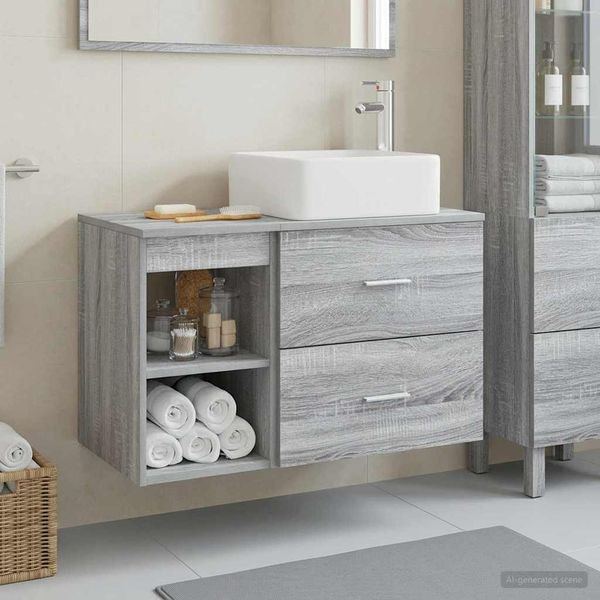 vidaXL Sada kúpeľňového nábytku 2 pcs Sivý Sonoma Kompozitné drevo