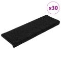 vidaXL Schodové rohože 30 ks 65x21x4 cm čierne s obdĺžnikovým okrajom