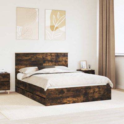vidaXL Rám postele Dymová dub 150 x 200 cm Inžinierske drevo