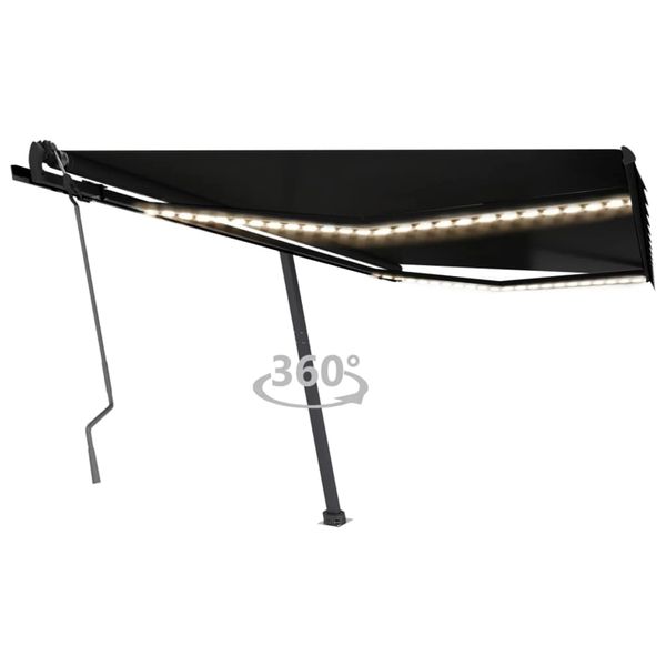 vidaXL Ručne zaťahovacia markíza s LED 400x350 cm antracitová