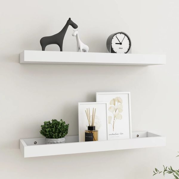 vidaXL Terasové nástenné police 2 ks biele 60x15x4 cm MDF