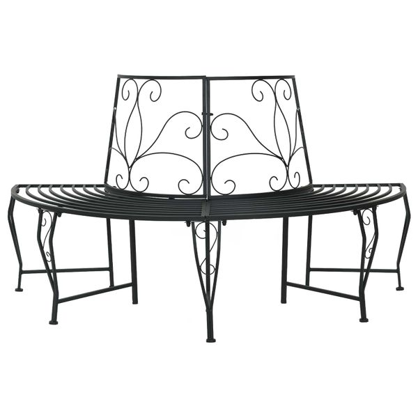 vidaXL Stromová lavička 4-Počet miest 160 x 80 x 89 cm Oceľ Čierna