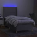 vidaXL Posteľ boxsping s matracom a LED bledosivá 80x200 cm látka